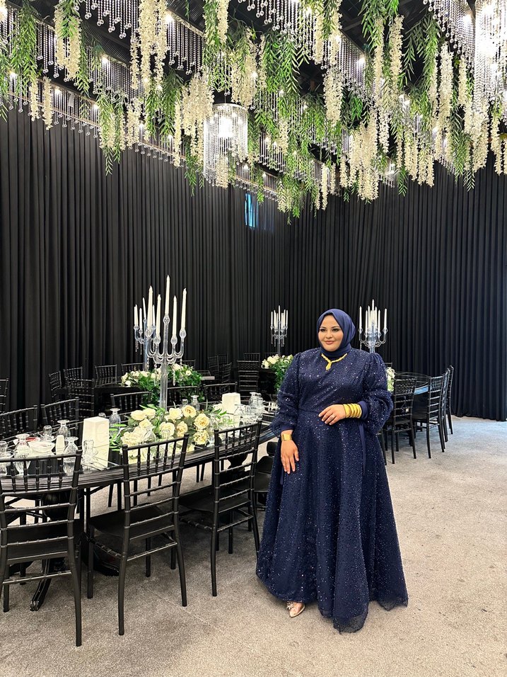 Bohem Tarzı Lacivert Uzun Drapeli Kadın Abiye - Görsel 5