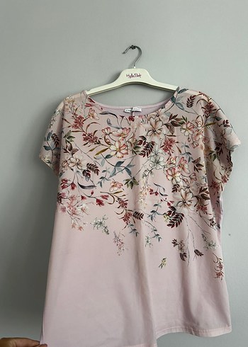 Pembe Çiçek Desenli Bohem Kısa Kollu Bluz