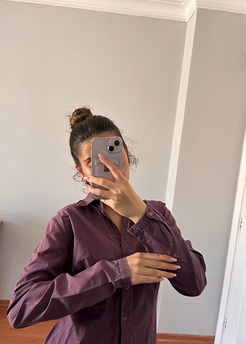 Zara Mor Düğmeli Uzun Kollu Kadın Gömlek