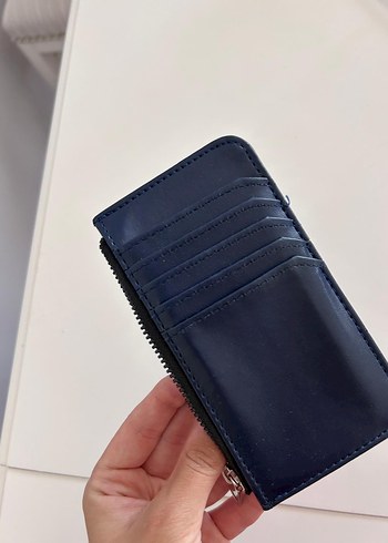 Deri Lacivert Fermuarlı Kadın Cüzdan Kartlık