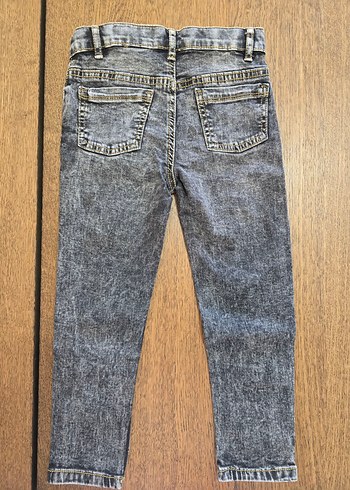 4 Yaş Beden Erkek Çocuk Gri Baskılı Slim Denim Pantolon