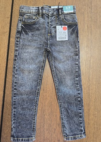 Diğer Erkek Çocuk Gri Baskılı Slim Denim Pantolon