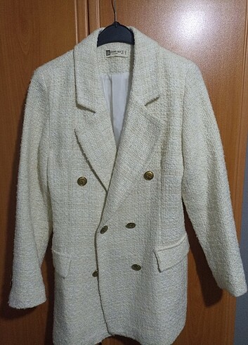 Ekru krem renk blazer ceket