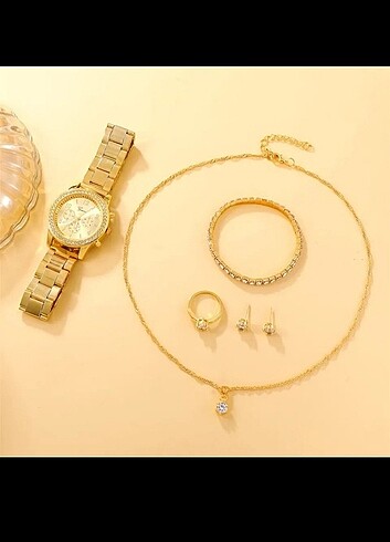 Beden altın Renk 6 PCS GOLD SET TAKİ TAKIMI