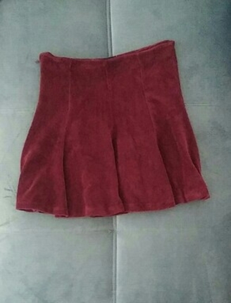bordo pileli etek