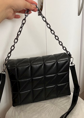 Siyah Deri Tokalı Kadın Çanta - Görsel 2