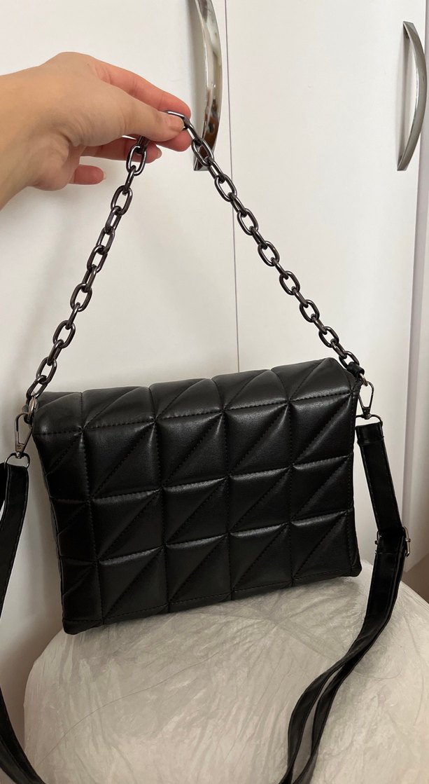 Siyah Deri Tokalı Kadın Çanta - Görsel 2