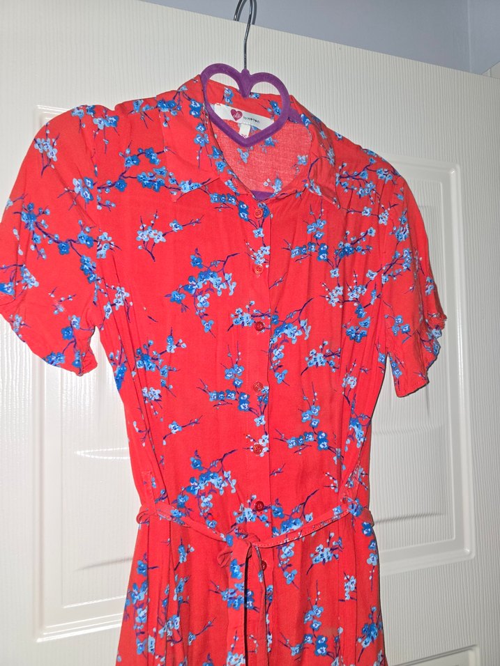 Kırmızı Renkli Midi Kadın Elbise - Görsel 3