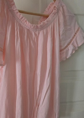 Pembe Nakışlı Bohem Keten Bluz - Görsel 5