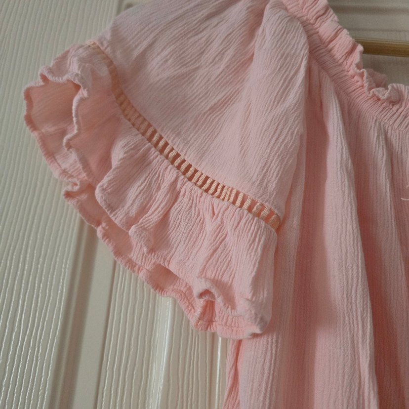 Pembe Nakışlı Bohem Keten Bluz - Görsel 3