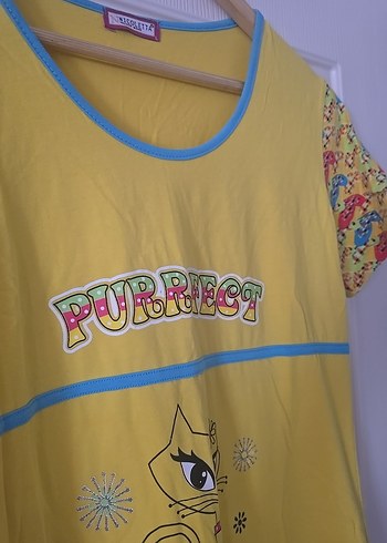 Sarı Baskılı Düğmeli ev içi gecelik - Görsel 5