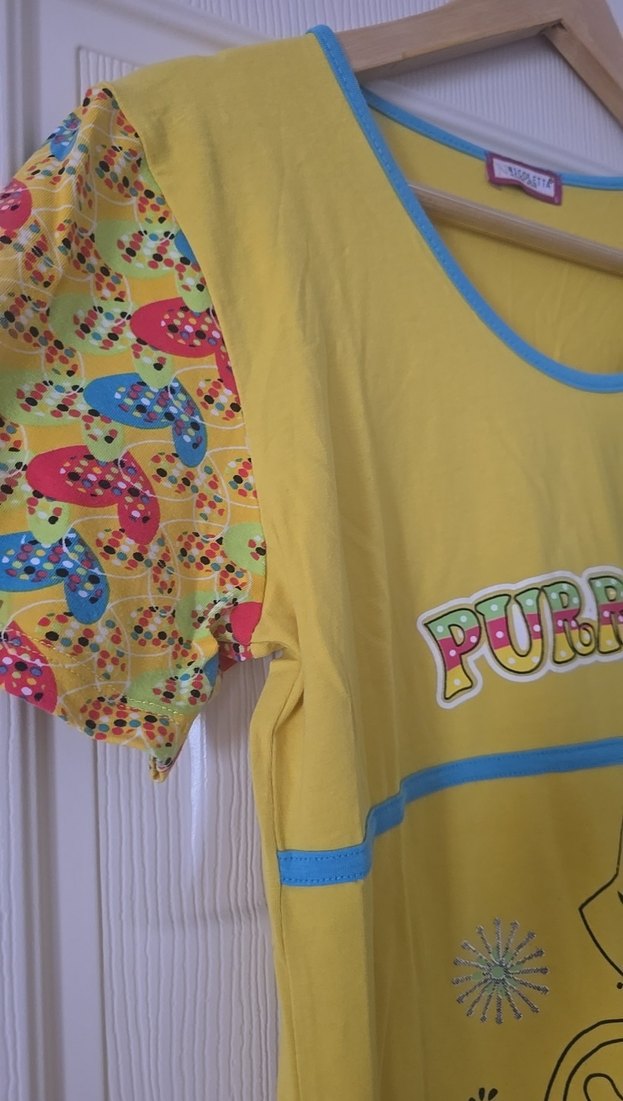 Sarı Baskılı Düğmeli ev içi gecelik - Görsel 4