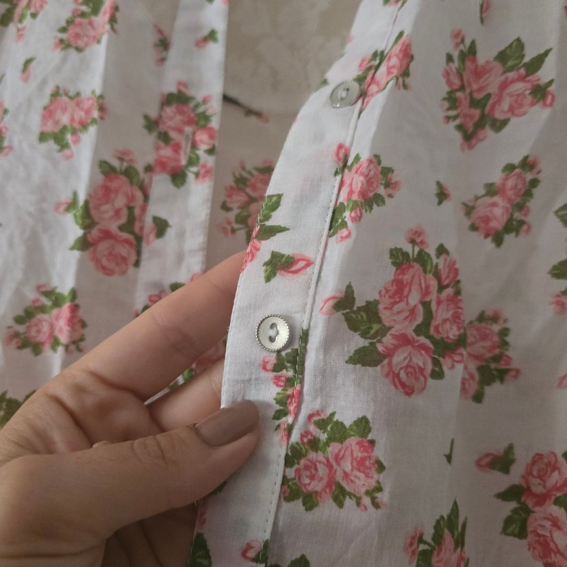 Dantel Detaylı Çiçek Desenli Pembe Kadın Gömlek - Görsel 4