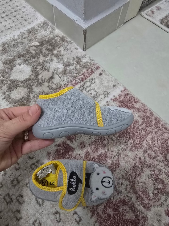 Gri Erkek Çocuk Sıcak Panduf - Cırtlı - Görsel 3