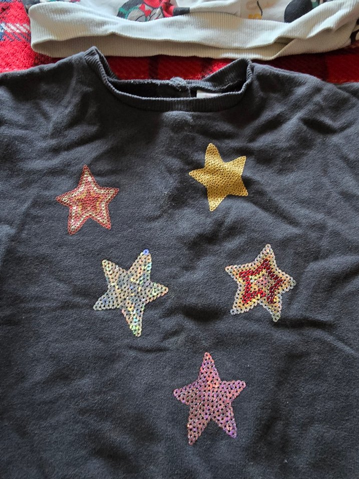 Kız Çocuk Desenli ve Yıldız Nakışlı Sweatshirt - Görsel 3