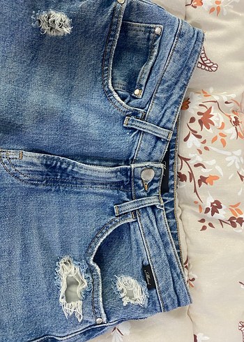36 Beden Mavi Bol Kesim Midi Denim Kot Pantolon
