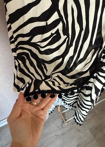 Zebra Desenli Drapeli Uzun Etek - Görsel 3