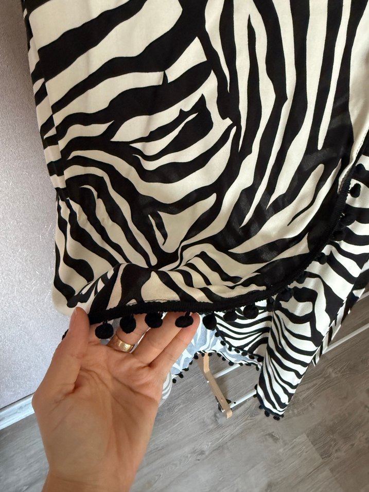 Zebra Desenli Drapeli Uzun Etek - Görsel 3