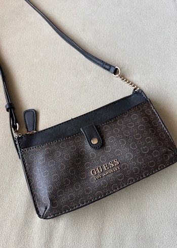 Guess GUESS Kahverengi Baskılı Deri Kadın Çanta