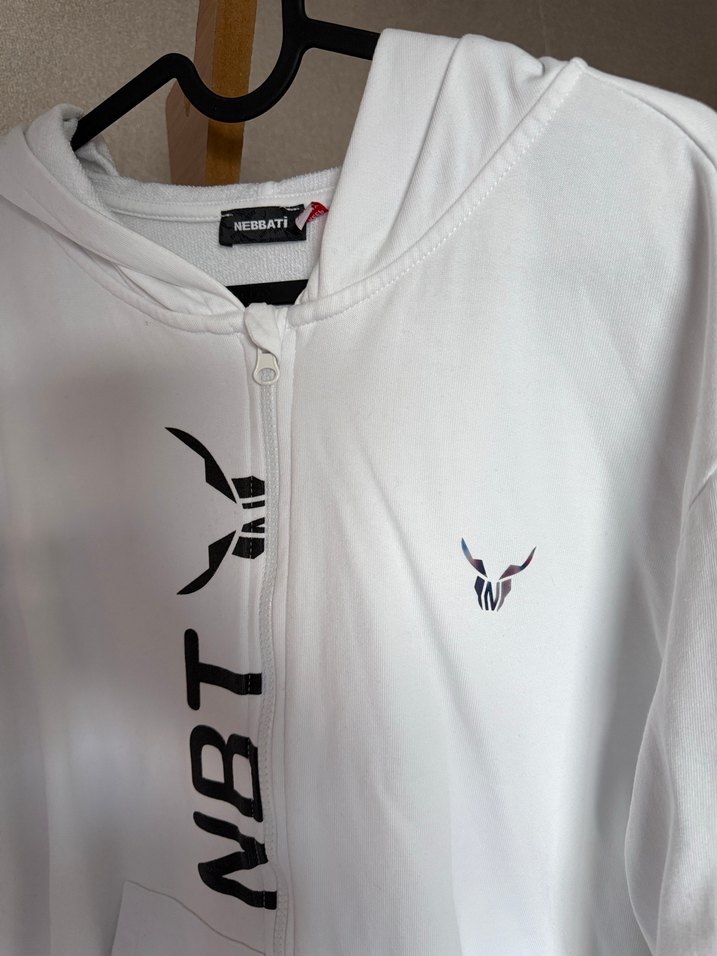 Beyaz Fermuarlı Kapüşonlu Sweatshirt - Görsel 3