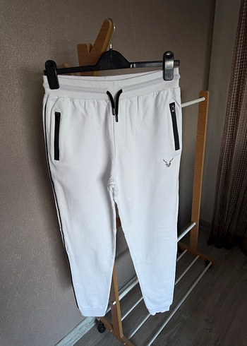 Erkek Beyaz Rahat Kesim Eşofman Altı - Görsel 2