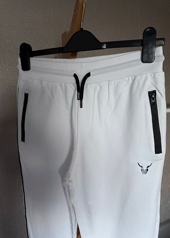 Erkek Beyaz Rahat Kesim Eşofman Altı - Görsel 5