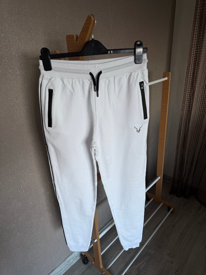 Erkek Beyaz Rahat Kesim Eşofman Altı - Görsel 2