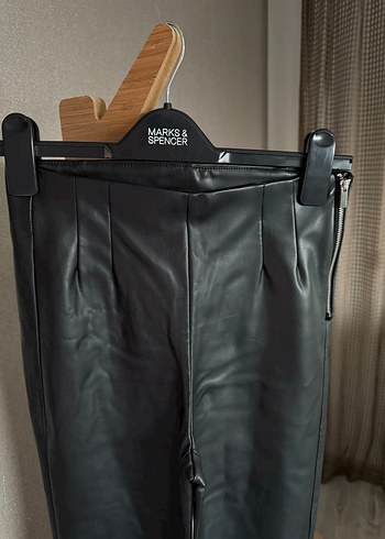 Siyah Deri Kadın Kumaş Pantolon - Görsel 3