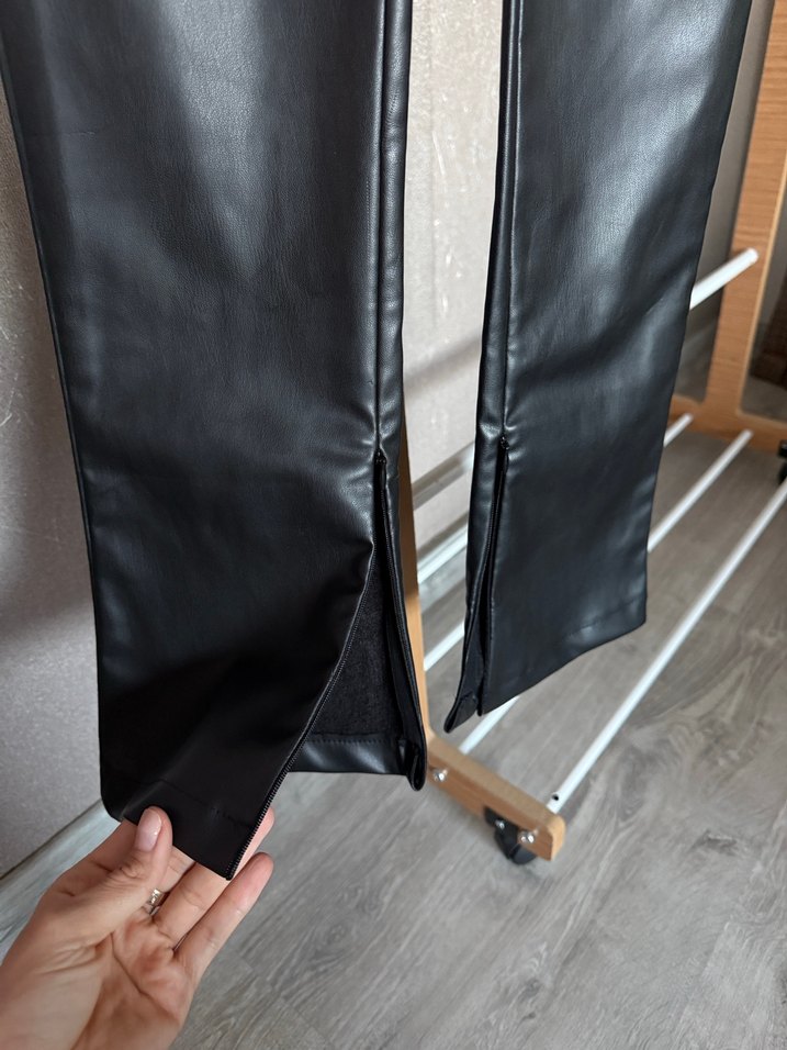 Siyah Deri Kadın Kumaş Pantolon - Görsel 2