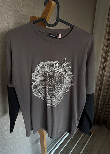 Gri Baskılı Uzun Kollu Sweat - Görsel 2