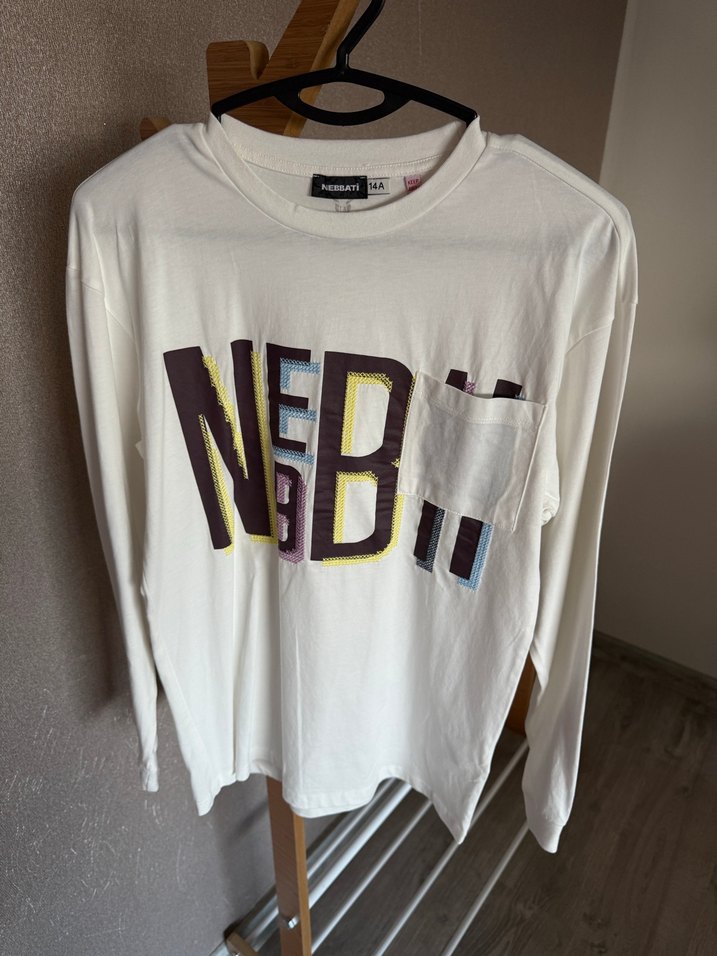 Beyaz  Uzun Kollu Baskılı Sweatshirt - Görsel 3