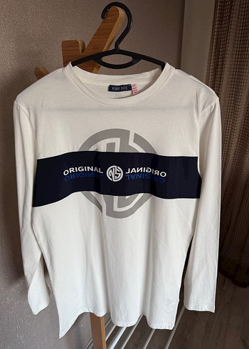 Erkek Beyaz Pamuklu Uzun Kollu Sweatshirt - Görsel 2