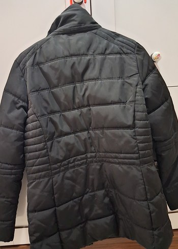 Düğmeli Siyah Kadın Midi Kışlık Mont - Görsel 2