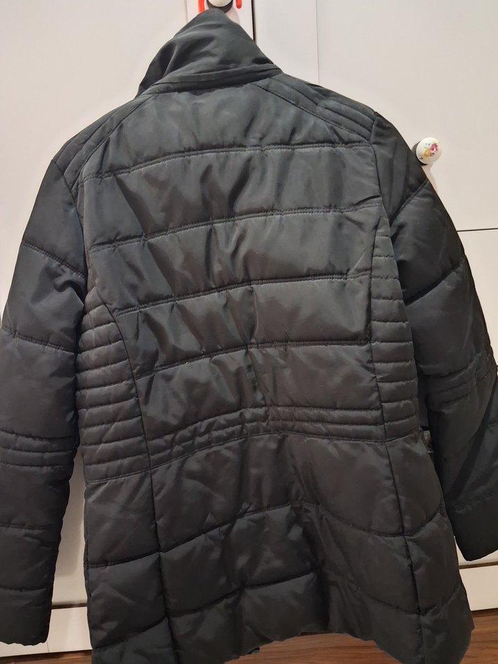 Düğmeli Siyah Kadın Midi Kışlık Mont - Görsel 2