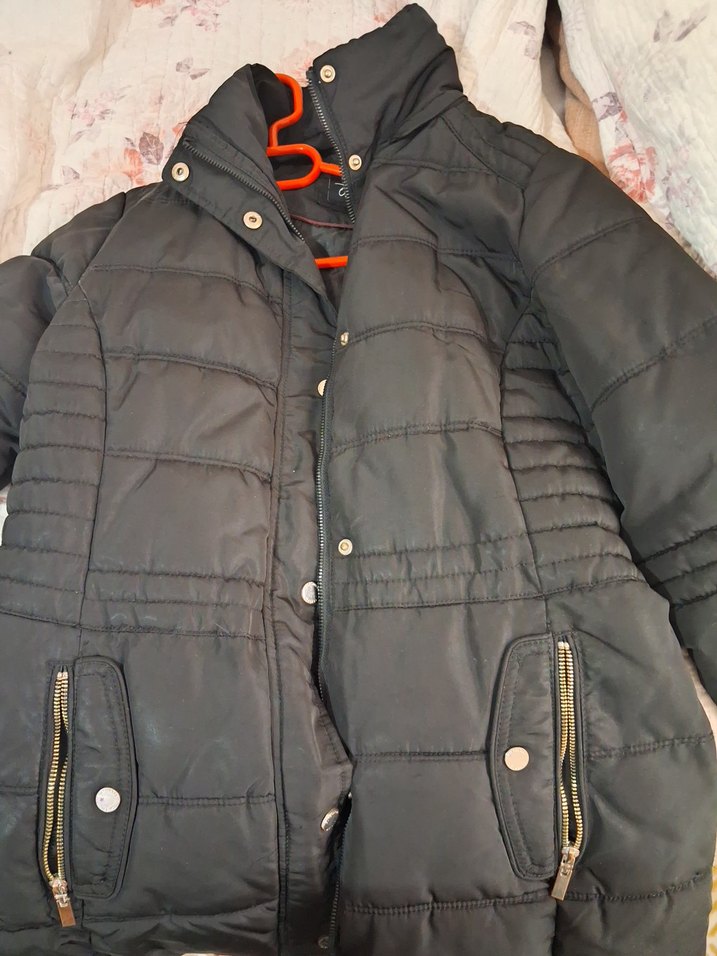 Düğmeli Siyah Kadın Midi Kışlık Mont - Görsel 5