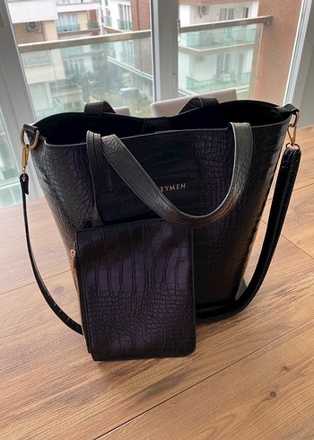 Beymen Siyah Deri Yılan Desenli Kadın Çanta - Görsel 3