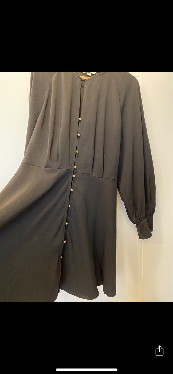 Düğmeli Siyah Midi Kadın Tunik - Görsel 4