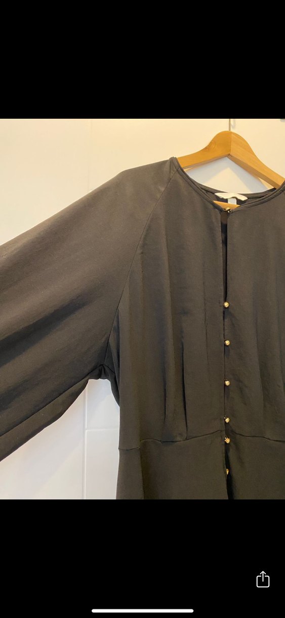 Düğmeli Siyah Midi Kadın Tunik - Görsel 2