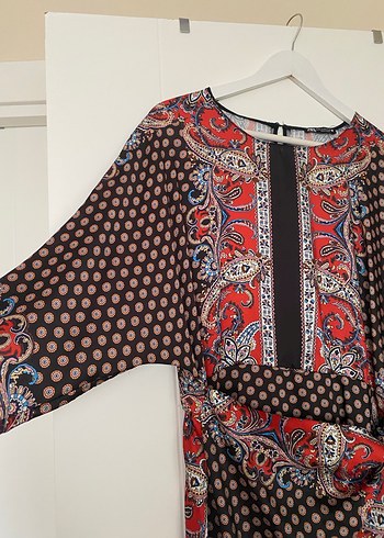 Uzun Desenli Bohem Kimono - Görsel 2