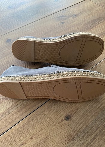 Gri Süet Kadın Espadril Stiletto Topuklu - Görsel 3