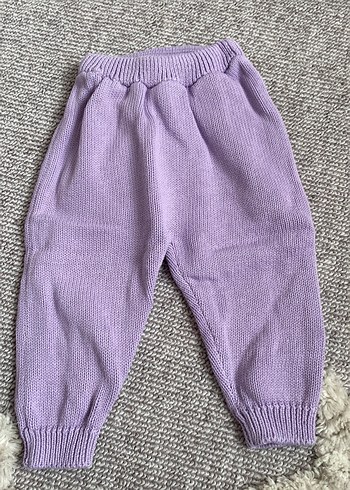 Nakışlı Mor Triko Bebek Kız Takımı - Görsel 3