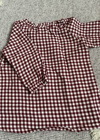 Bordo Kareli Uzun Kollu Kız Elbisesi - Görsel 2