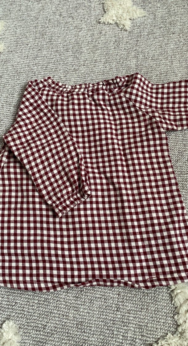 Bordo Kareli Uzun Kollu Kız Elbisesi - Görsel 2