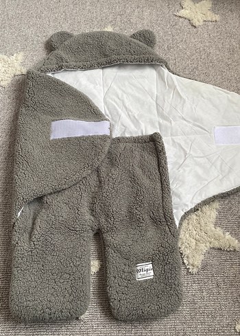 Gri Peluş Çocuk Battaniyesi Kulaklı - Görsel 3