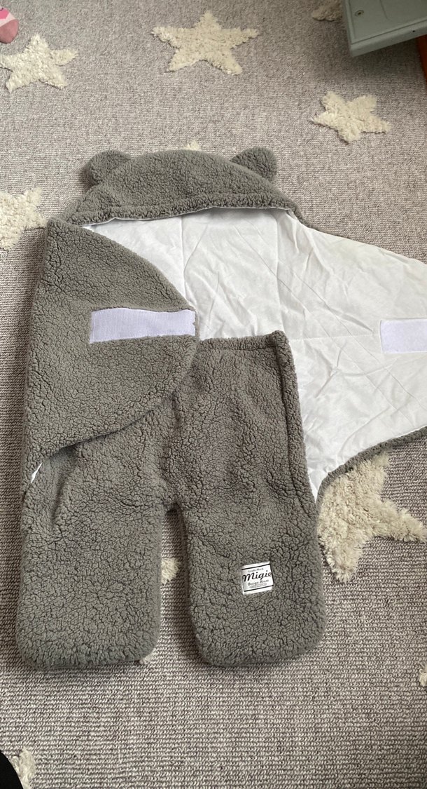 Gri Peluş Çocuk Battaniyesi Kulaklı - Görsel 3