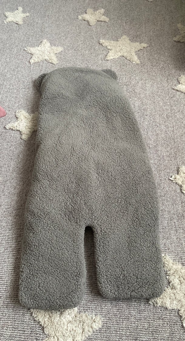 Gri Peluş Çocuk Battaniyesi Kulaklı - Görsel 2