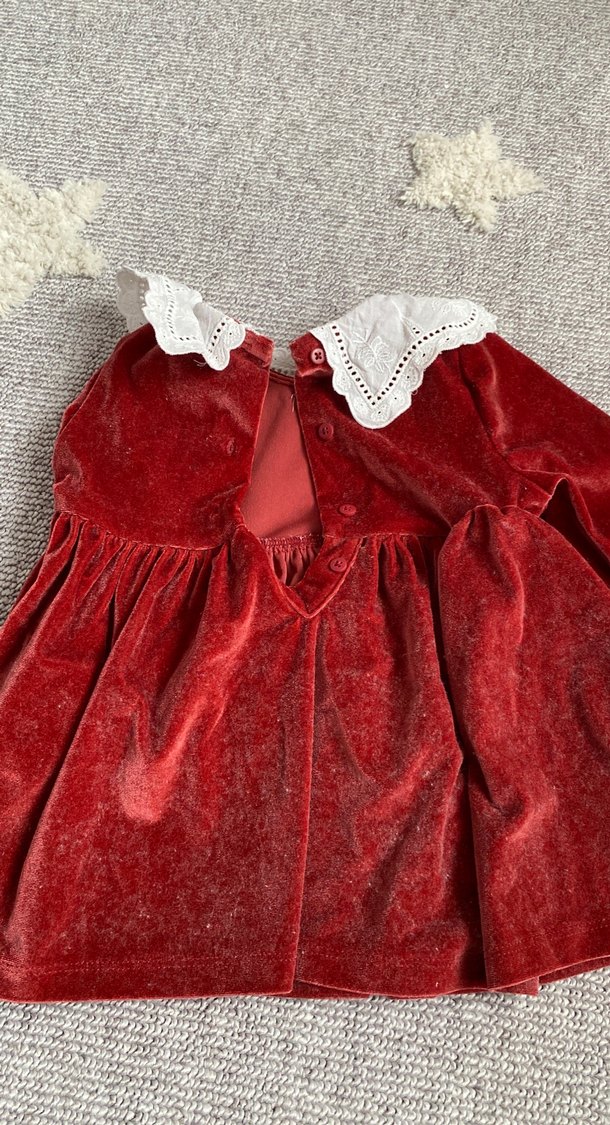 Bordo Kadife Kız Çocuk Elbise - Görsel 2