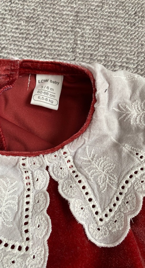 Bordo Kadife Kız Çocuk Elbise - Görsel 3