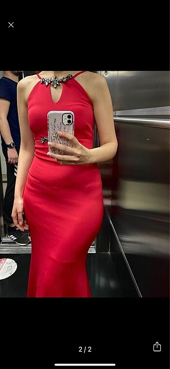 Diğer Kırmızı Balık model abiye elbise