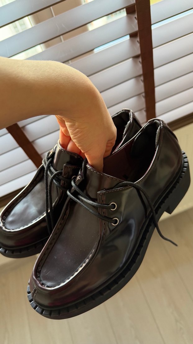 Klasik Bordo Deri Kadın Oxford Ayakkabı - Görsel 2